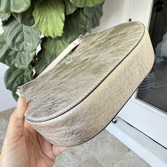 Tory Burch 159158 Emerson Metallic White Gold Refined Leather Shoulder Handbag - Picture 4 of 16